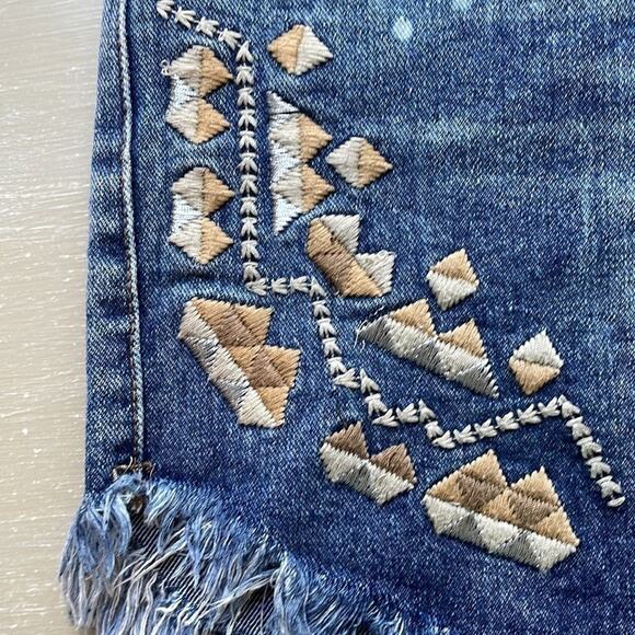 Free People embroidered cutoff coastal cowgirl denim shorts - Picture 4 of 10